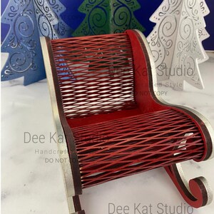 Miniature sleigh for home decor, stained, gold or red and gold, Christmas centerpiece, mantel, gift presentation afbeelding 6