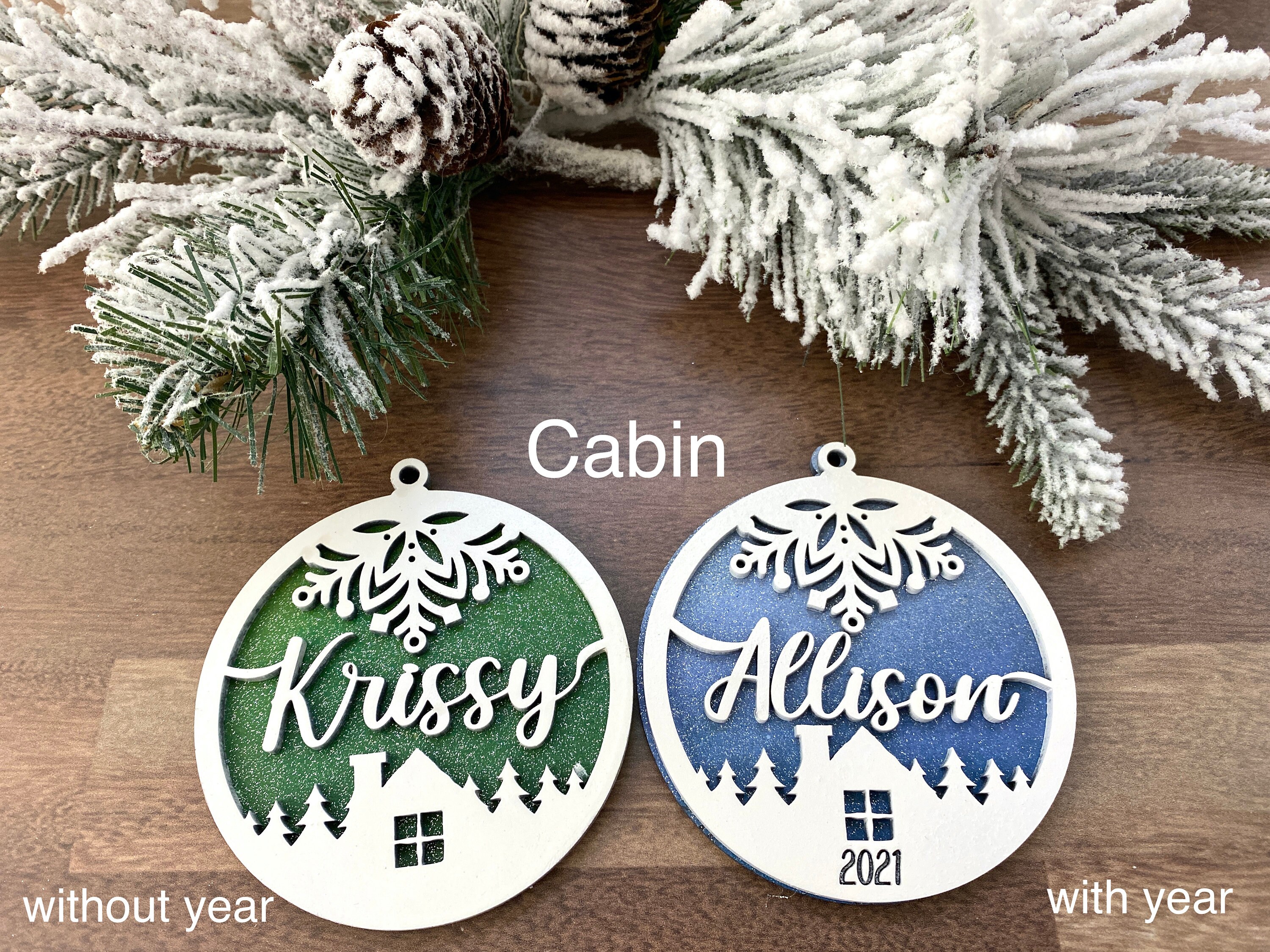 Personalized Wooden Christmas Tree Ornaments Custom Stocking | Etsy