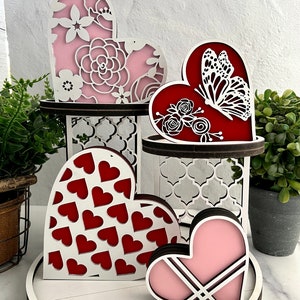 Chunky Heart shelf sitter, four styles perfect for Valentine's Day decor, painted or unfinished for DIY, tiered tray, mantel
