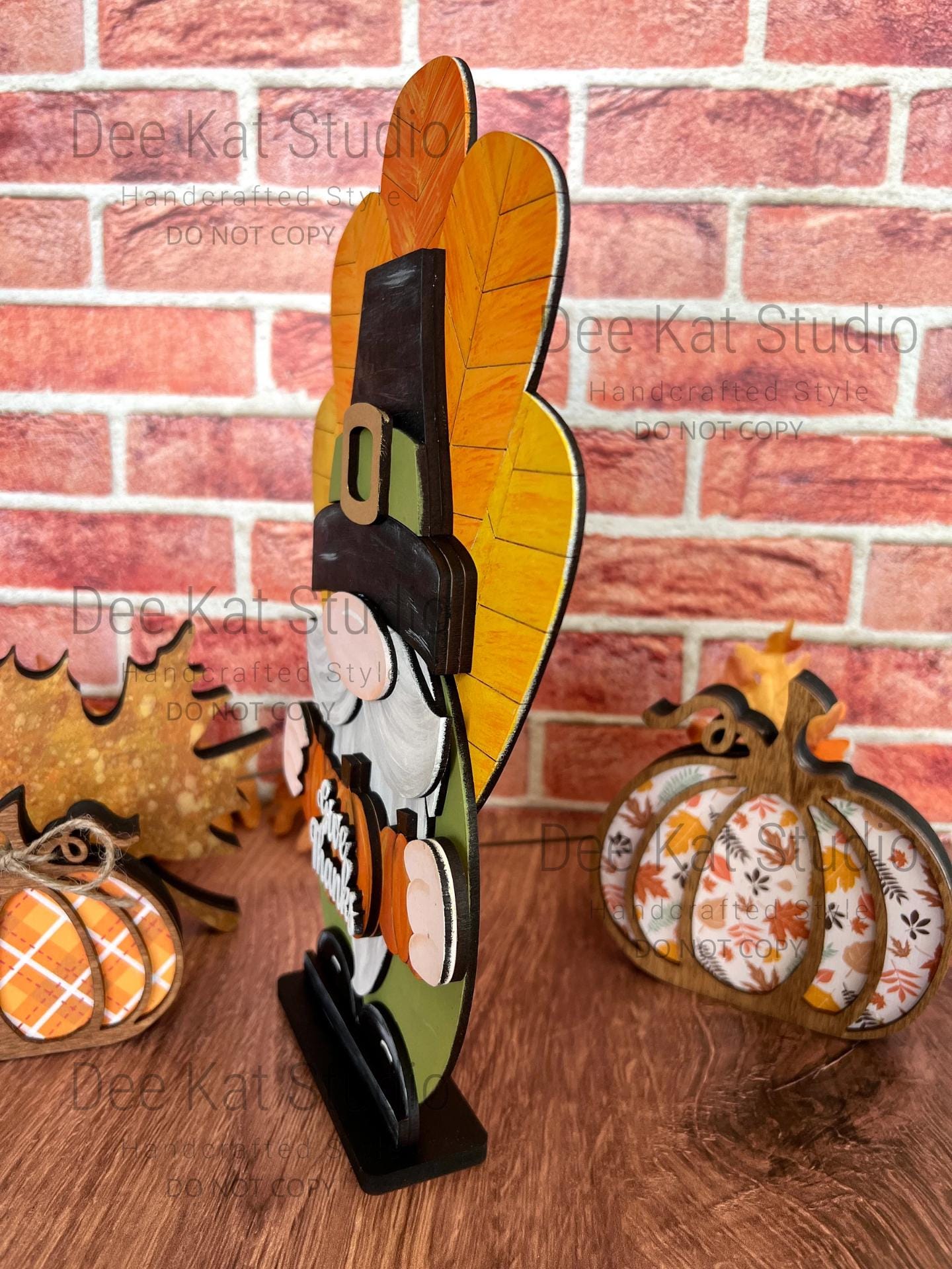 Pilgrim Gnome Hand Painted Shelf Sitter, Thanksgiving Gnome With Turkey ...
