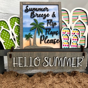Hello Summer Interchangeable Bundle for Raised Shelf or Wagon Shelf Sitter - &quot;Summer Breeze and Flip Flops Please&quot; - Flip Flops in 3 Sizes