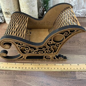 Miniature sleigh for home decor, stained, gold or red and gold, Christmas centerpiece, mantel, gift presentation afbeelding 5
