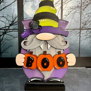 Vampire gnome Halloween shelf sitter decor, hand painted laser cut wood