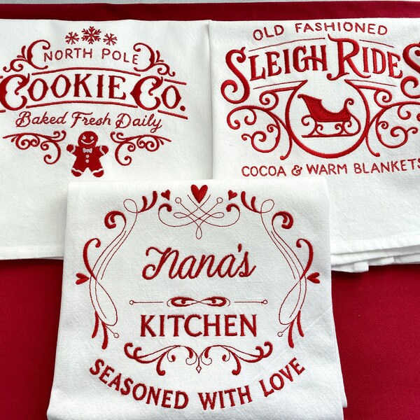Embroidered Tea Towels Etsy
