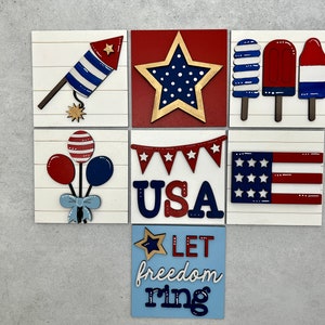Patriotic 4&quot; square interchangeable inserts