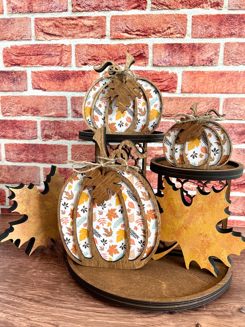 Wooden Autumn Pumpkin Shelf Sitter With Cute Fall Print Etsy