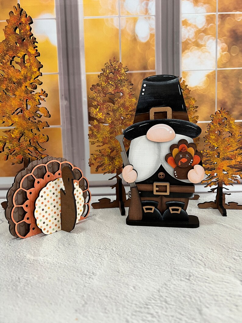 Hand Painted Pilgrim Gnomes or Turkey Shelf Sitter – Fall Thanksgiving ...