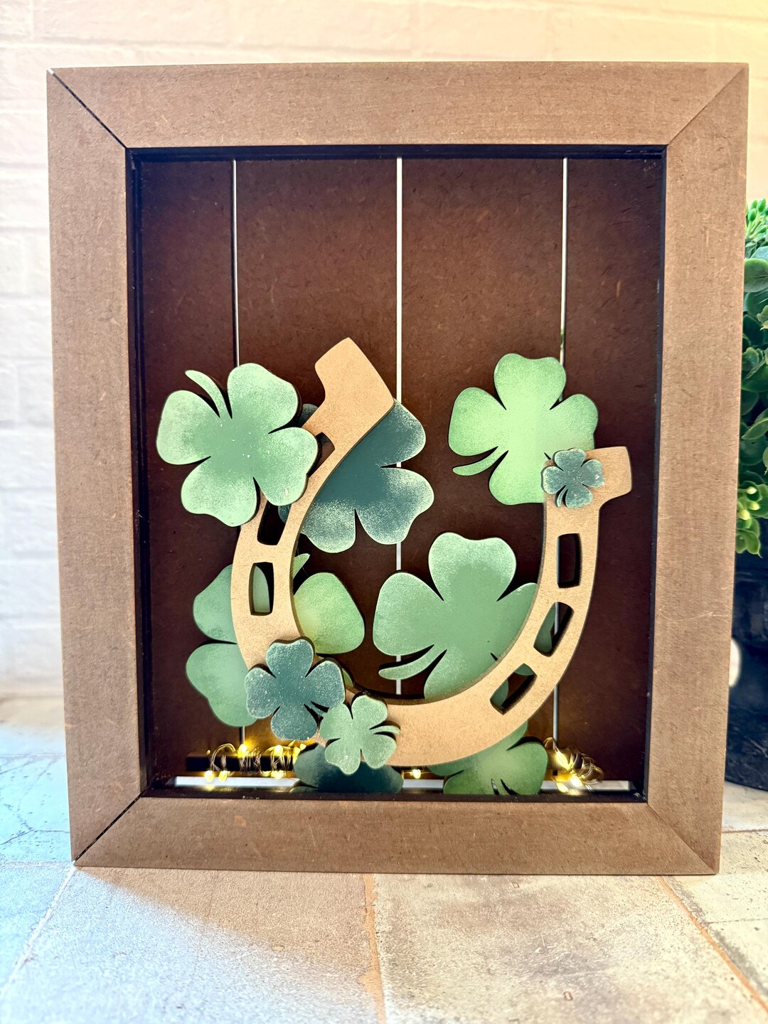 St. Patrick’s Day Shadow Box Insert | Lucky Horseshoe & Shamrocks ...
