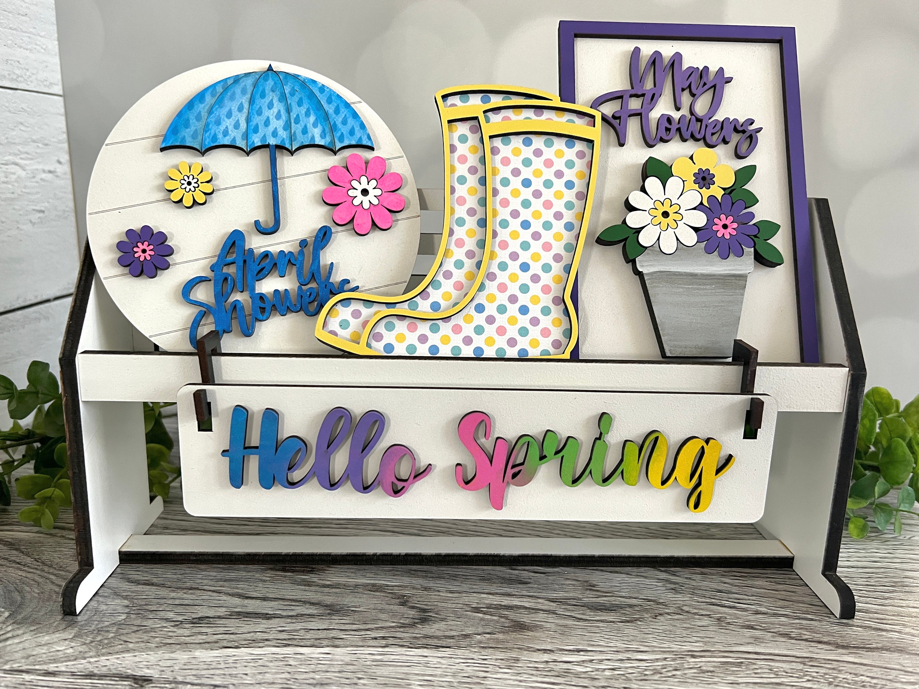 Hello Spring Wagon Insert, Raised Shelf Sitter Seasonal Bundle ...