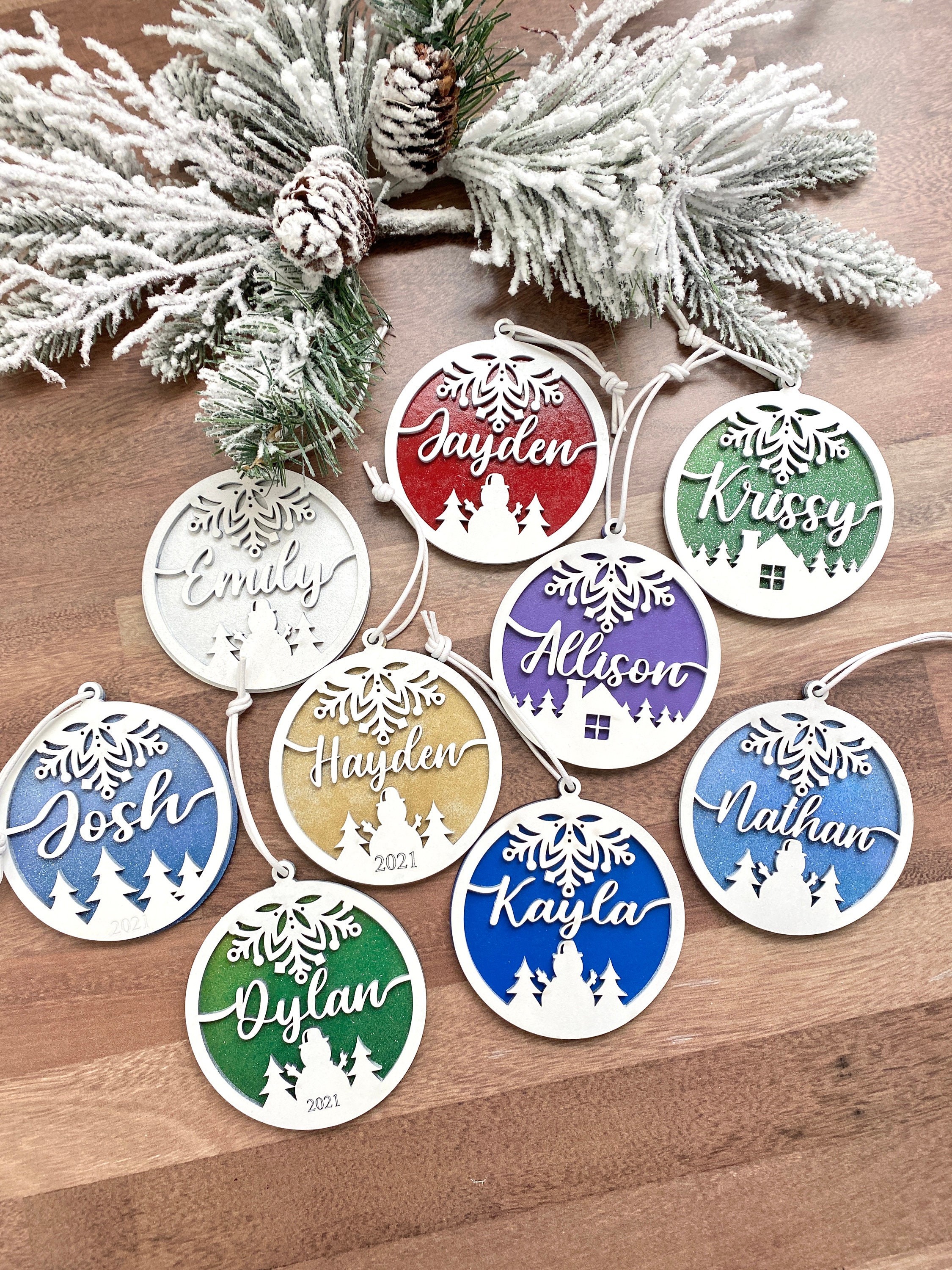 Personalized Wooden Christmas Tree Ornaments Custom Stocking - Etsy