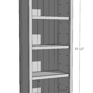 Może przedstawiać: Czteropoziomowa biblioteczka z drewnianą ramą i jasnym wykończeniem. Biblioteczka ma 67,3 cm szerokości, 161,3 cm wysokości i 54,6 cm głębokości. Półki mają 34,3 cm szerokości i 36,2 cm głębokości.