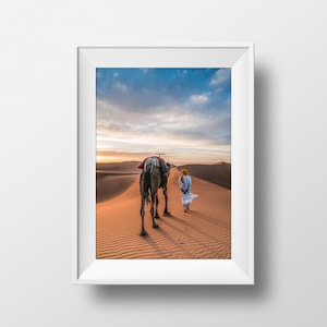 Man in Desert Print, Camel Art Print, Digital Download, Boho Prints Nursery, Modern Boho Poster, Printable Wall Art, Middle Eastern, Dubai
