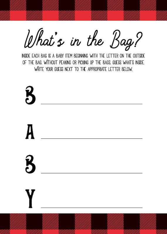 Baby Shower Game What's in the Bag Etsy