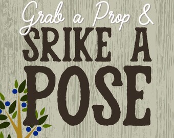 Party Sign 5x7 - Grab a Prop, Strike a Pose - Photo Booth Sign/Poster