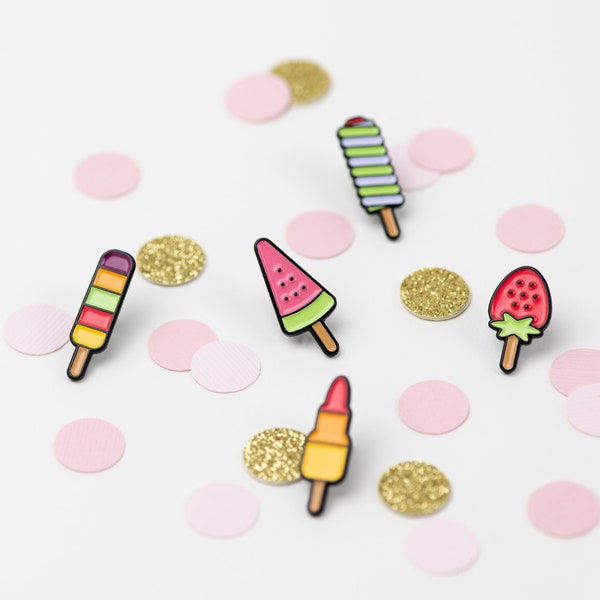 Ice Lolly Soft Enamel Pins, Ice Lollies, Ice Cream, Twister, Rocket, Fruit Pastille, Watermelon, Strawberry