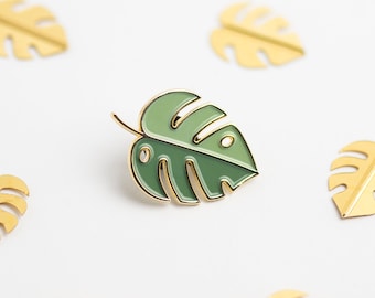 Cheese Plant, Monstera Deliciosa Soft Enamel Pin, House Plant, Leaf, Leaves
