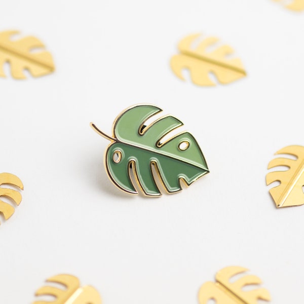 Cheese Plant, Monstera Deliciosa Soft Enamel Pin, House Plant, Leaf, Leaves