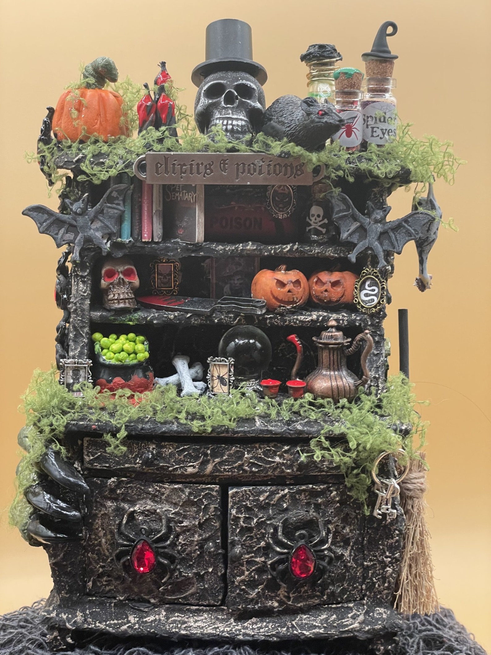 Miniature Witch Kitchen Hutch, Vintage Gothic, Rare, Haunted Dollhouse ...