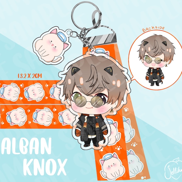 Noctyx Chibi Acrylic Keychain Nijisanji Fulgur Ovid Sonny Brisko Uki Violeta Alban Knox charms Lanyard Vtuber fan art made merch