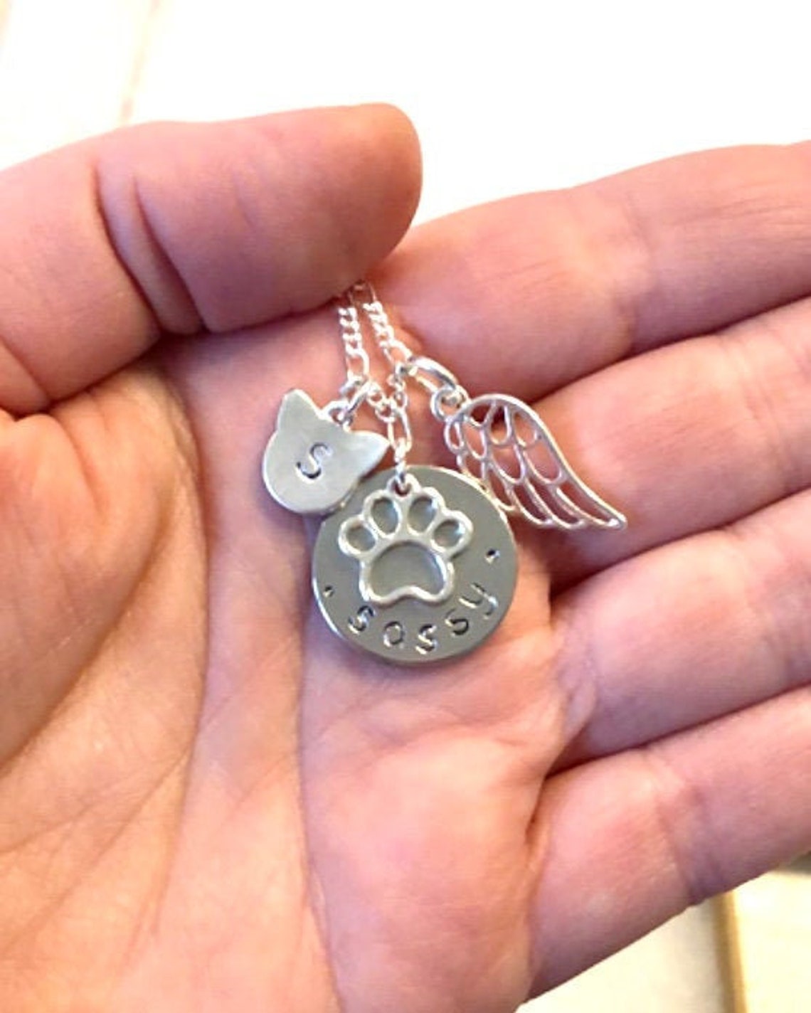 Pet Memorial Necklace Personalized Pet Name Necklace Dog Etsy