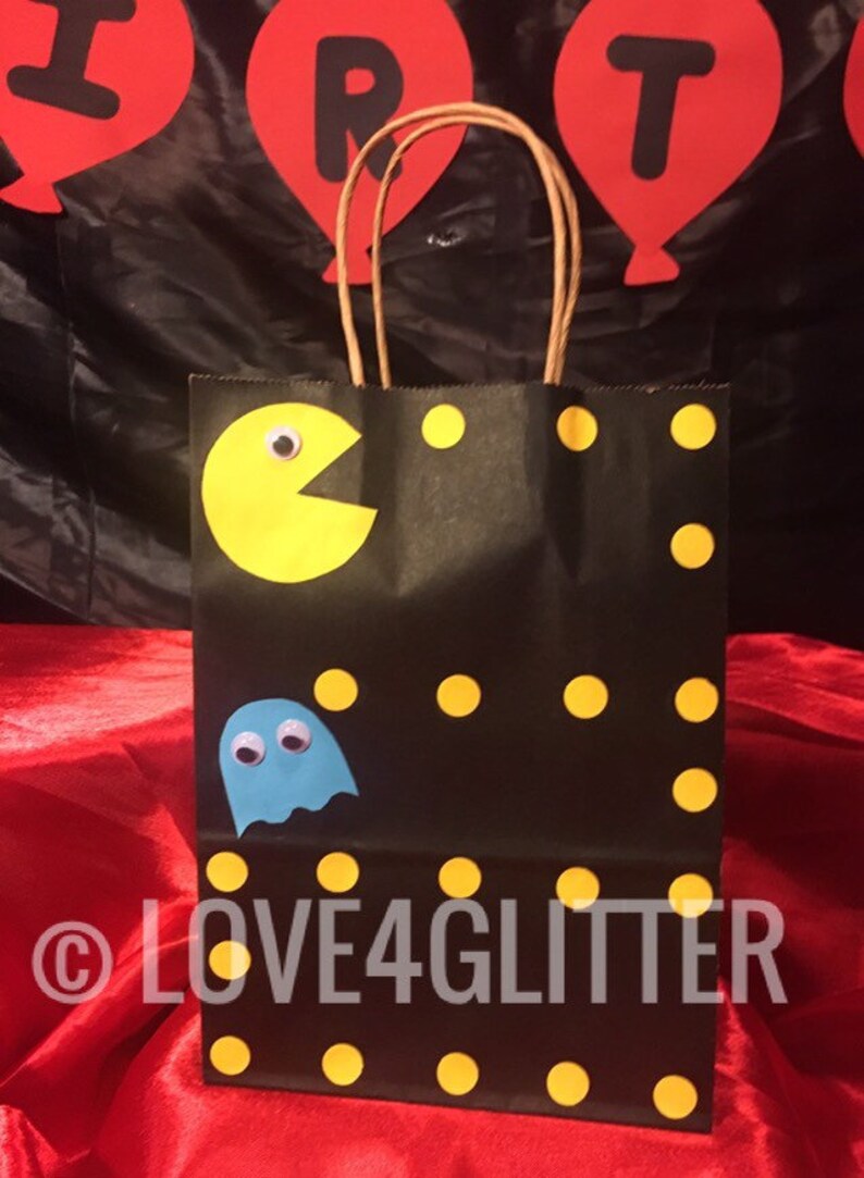 12 PAC-MAN Birthday Party Treat Candy BAGS Supplies Eighties Retro