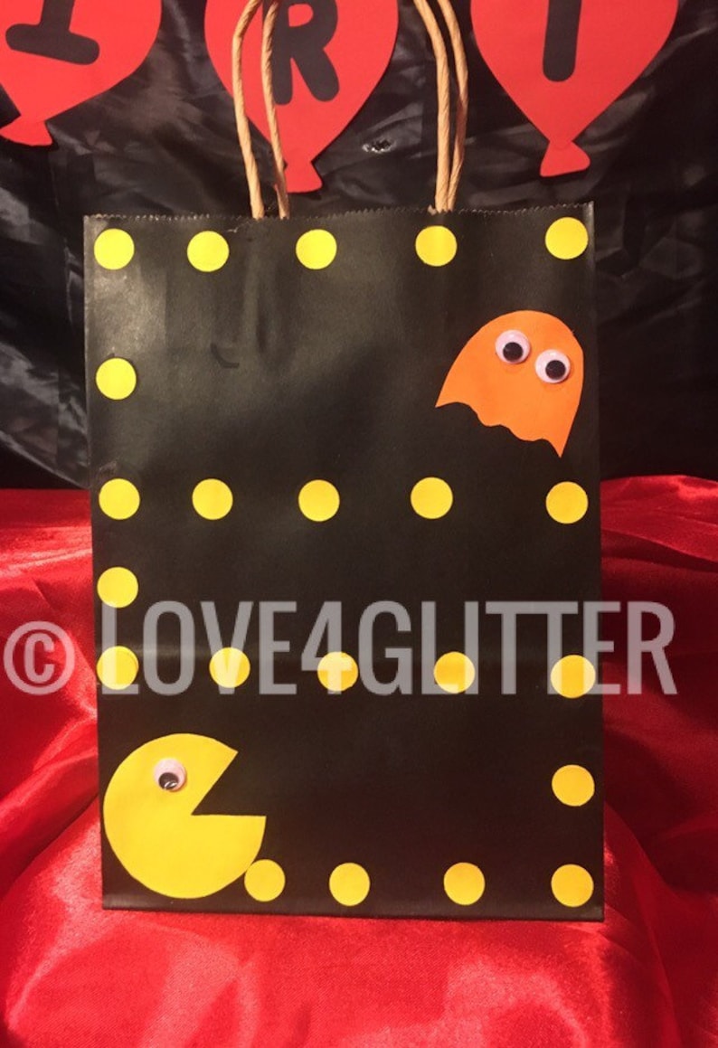 12 PAC-MAN Birthday Party Treat Candy BAGS Supplies Eighties Retro