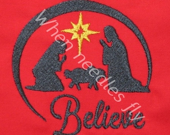 Diseño de bordado de máquina de believe Nativity Scene