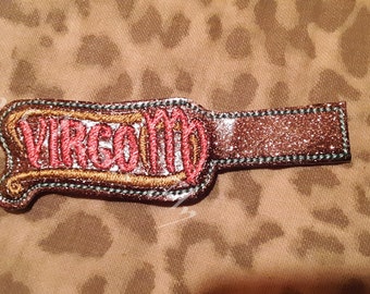 Embroidery Machine Design for a In the Hoop Virgo Zodiac sign Snap tab / Keychain