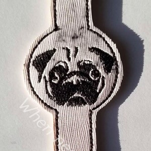 Embroidery Machine Design for a In the Hoop Pug Face Water bottle holder Keyfob, keychain