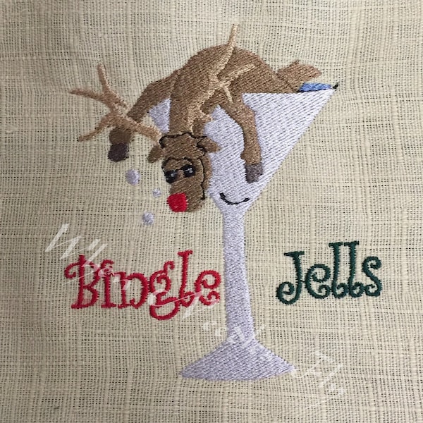 Embroidery Machine Design of a Drunk Reindeer Bingle Jells