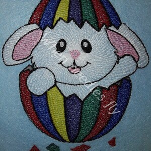 Machine Embroidery Design of a bunny in a Easter Egg