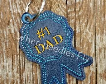 ITH número 1 papá cinta keyfob y Snap Tab bordado diseño