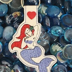 Embroidery Machine Design for a In the Hoop Mermaid  Keyfob, keychain