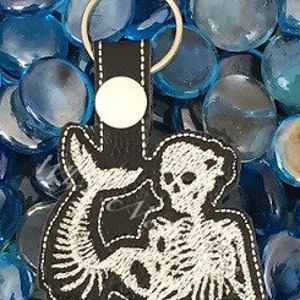 Embroidery Machine Design for a In the Hoop  Skeleton Mermaid keyfob, keychain 4x4
