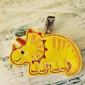 Machine Embroidery Applique Triceratops Dinosaur