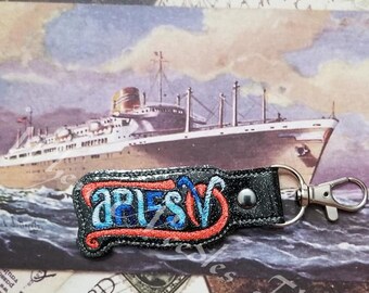 En el aro Aries Zodiac signo Snaptab / Llavero / llavero Máquina bordado Diseño