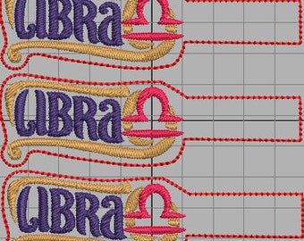 Diseño de la máquina de bordado para un en el aro Libra Zodiac ficha Snap / llavero