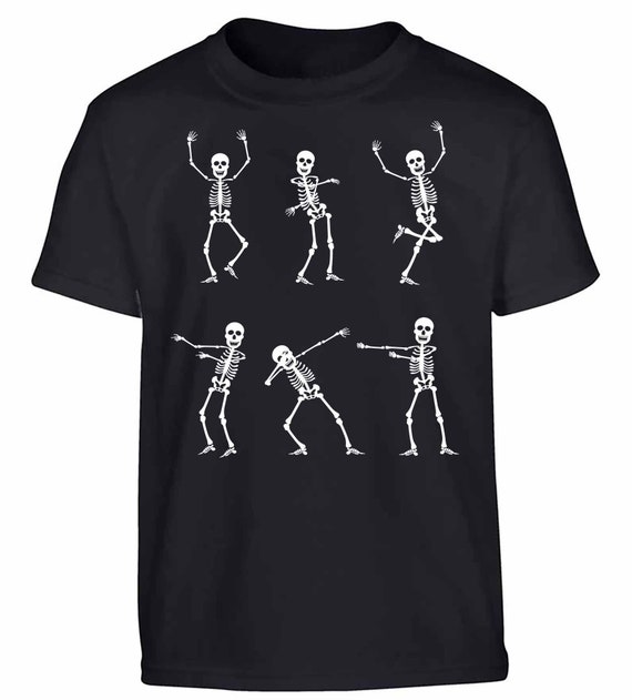 Youth Skeleton Emotes of Halloween Cute Spooky T-Shirt - Kids Graphic Jack Skull and Bones Tee