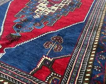 ANTIQUE TURKISH ANATOLIAN rug handmade fine wool on wool 1940s