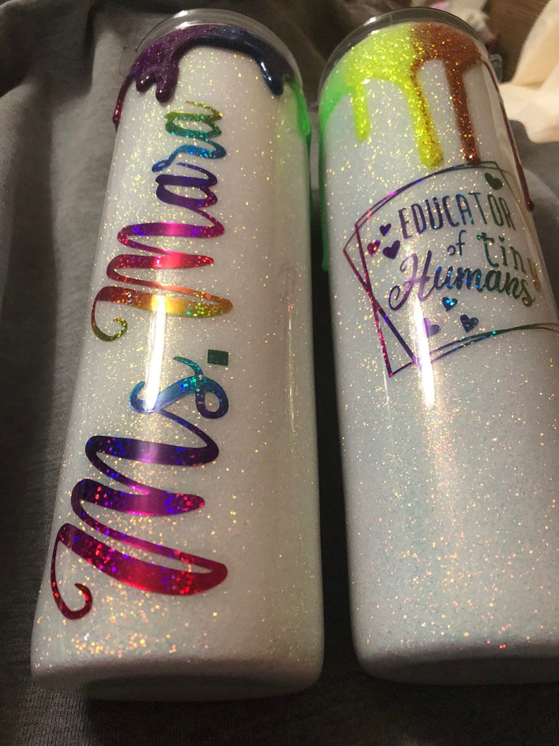 rainbow cup drip cup Stainless steel double walled teacher appreciation tumbler educator of tiny humans