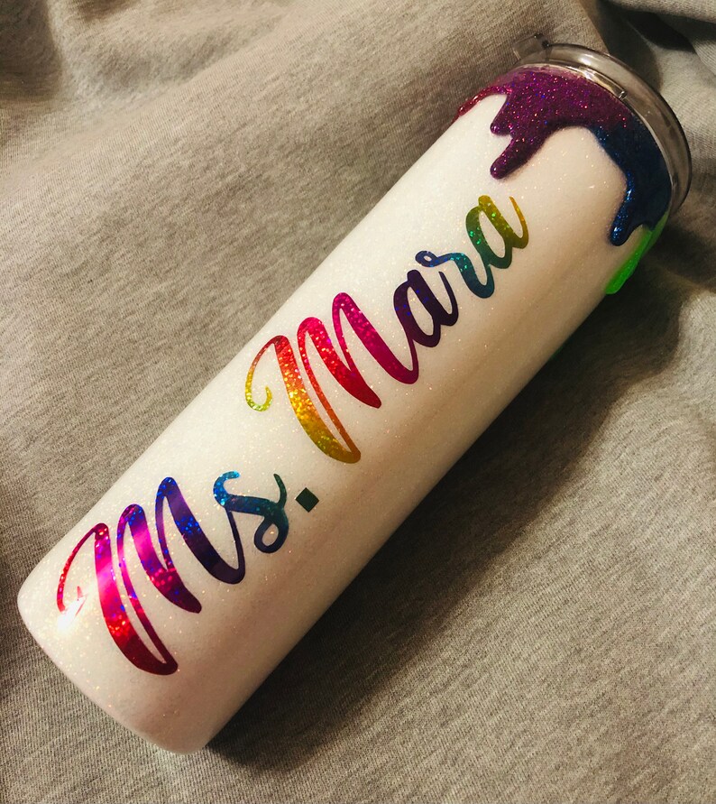 rainbow cup drip cup Stainless steel double walled teacher appreciation tumbler educator of tiny humans