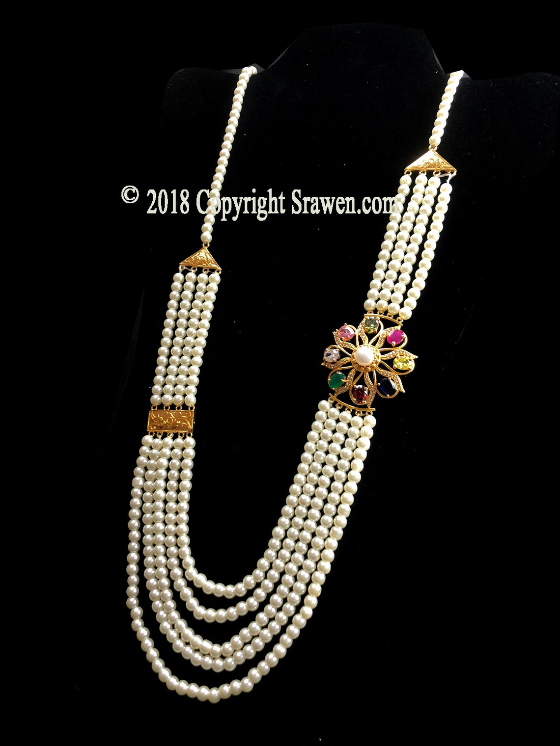 Gold Plated Long Pearl Necklace Moti chandra haarNau Ratna Etsy