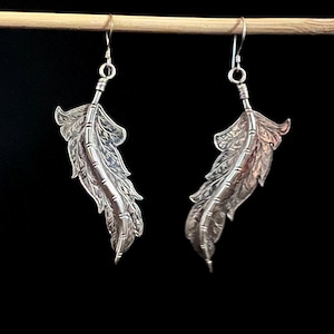 Sterling silver Earring -Handmade Nepalese Dangling Earring-Peacock Feather Earrings