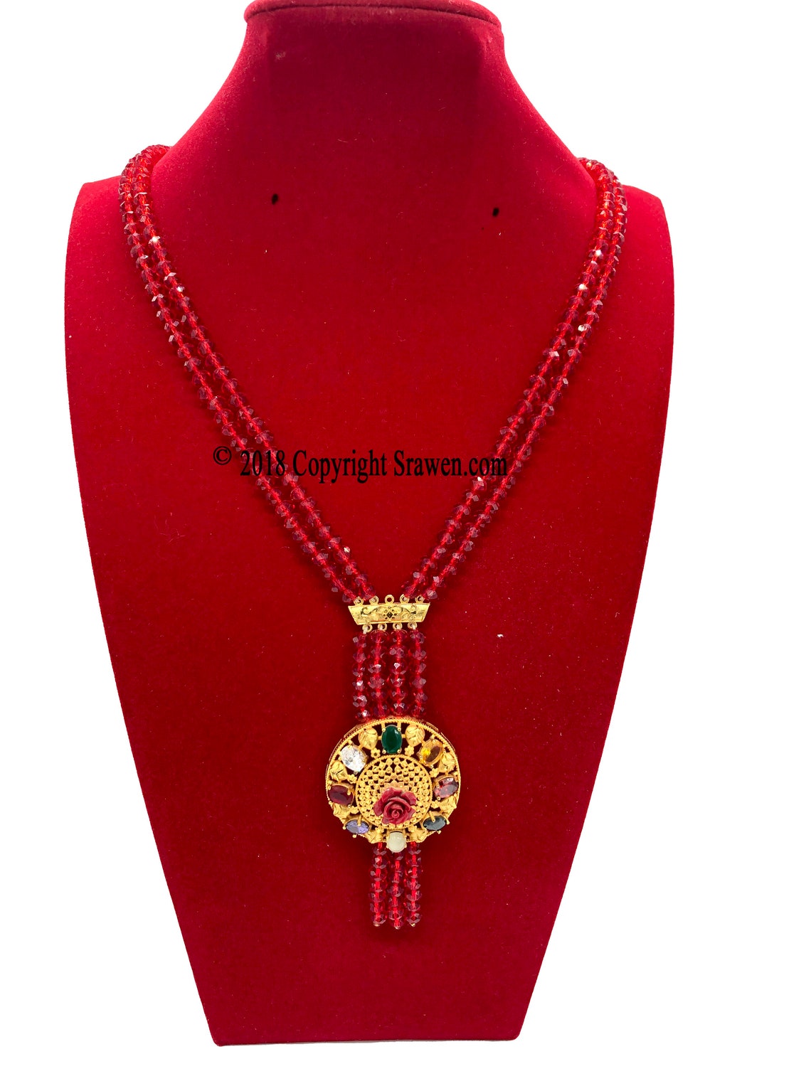 Gold Plated Long Necklace Indian Nepali Beaded JewelryRed Etsy