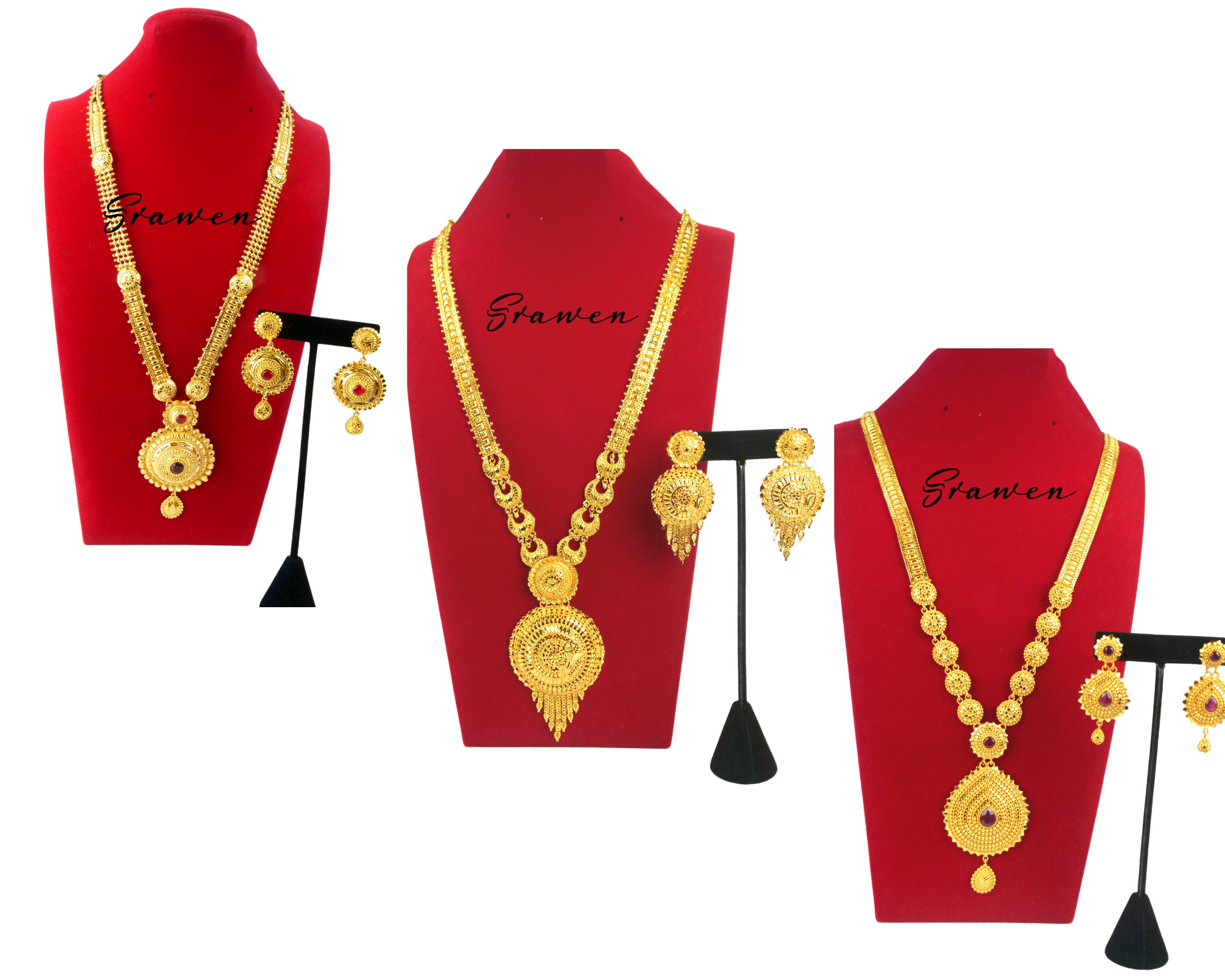 Gold Plated Long Necklace Ranihaar W Earing /nepali-indian - Etsy