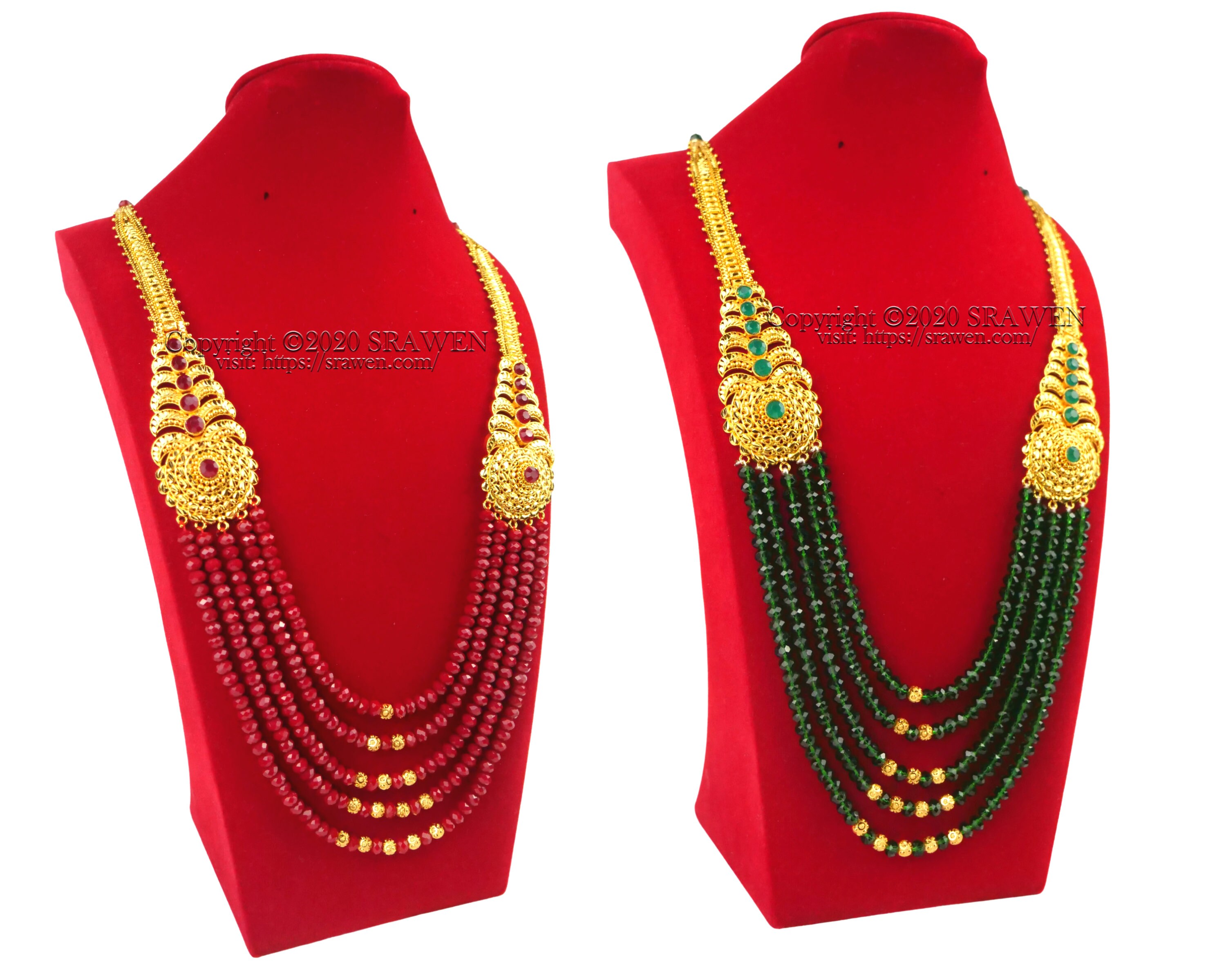 Gold Plated Long Necklace Indian Nepali Beaded Jewelryred Etsy