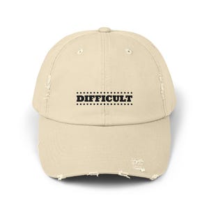 Difficult, Distressed Cap, Funny Hat, Novelty Headwear, Hipster Beanie, Joke Cap, Humorous Baseball Hat