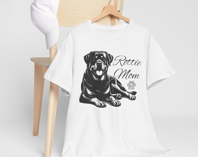Featured listing image: Rottie Mom Rottweiler Mom Unisex Heavy Cotton Tee, Rottweiler Lover Gift, Dog Owner Shirt, Pet Parent Tee, Animal Mom Shirt