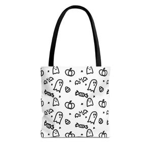 Halloween Tote Bag, Reusable Trick or Treat Candy Bag for Kids and Adults, Halloween Party Tote, Pumpkin Print Bag, Halloween Gift Bag,