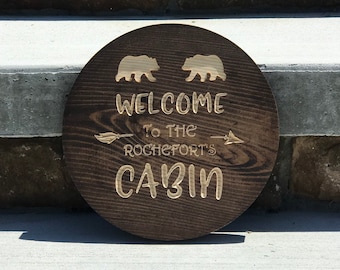 Rustic Welcome to The Cabin Sign: Personalized Cabin Decor